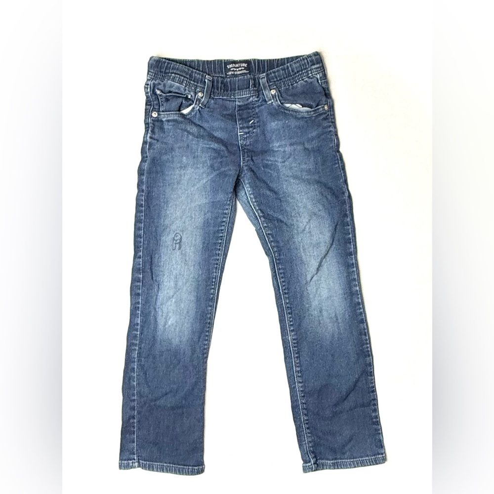 Vintage Levi‎ Signature Strauss Girls 26x23.5 About Size 12 Stretch Blue Jeans